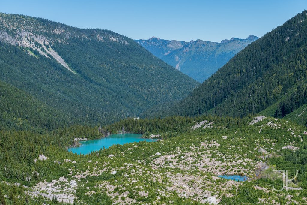 View of the lake from the Emmons Moraine trail ridge