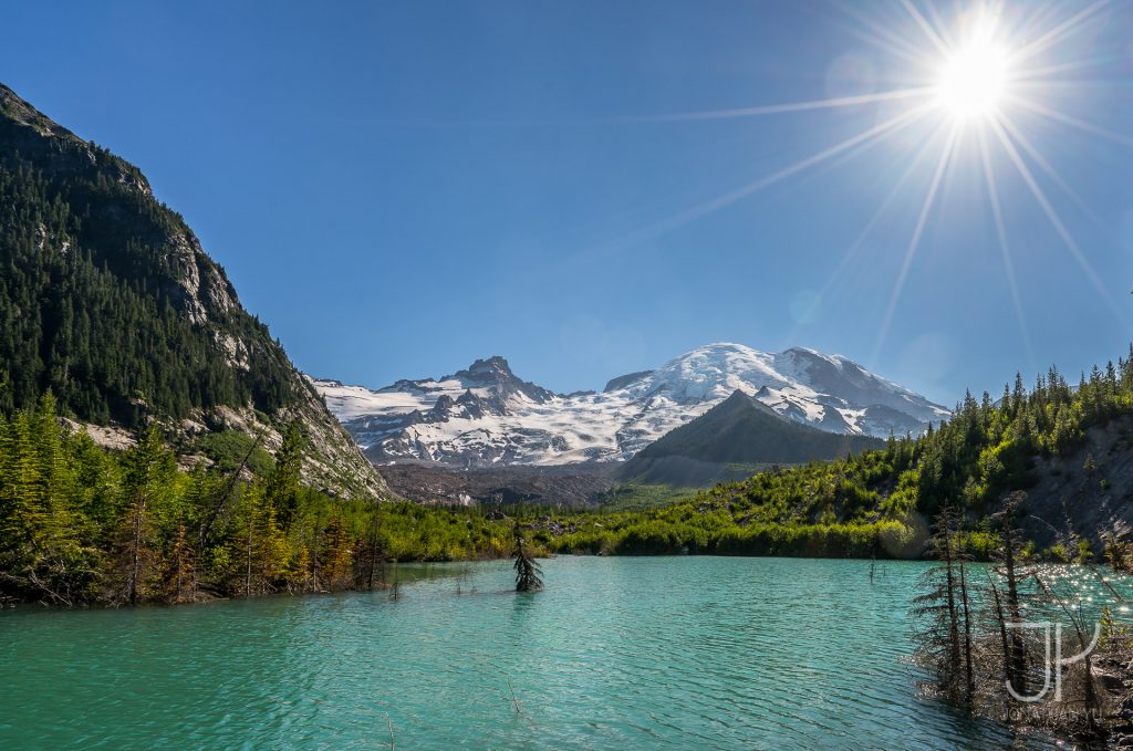 Looking out towards Ranier after a refreshing swim in the lake