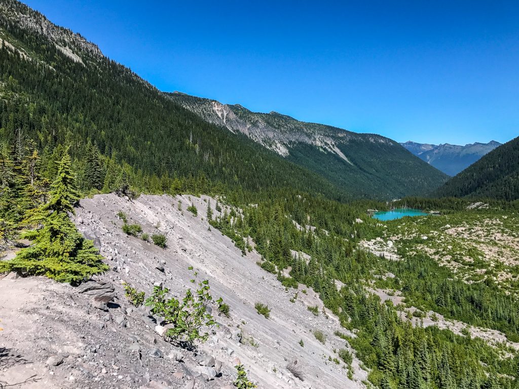 Looking back towards the lake further along the trail