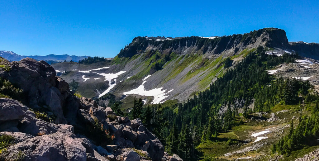 Table Mountain with the Chain Lakes trail below it