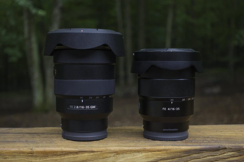 Side by side comparison of the F2.8 (right) and F4