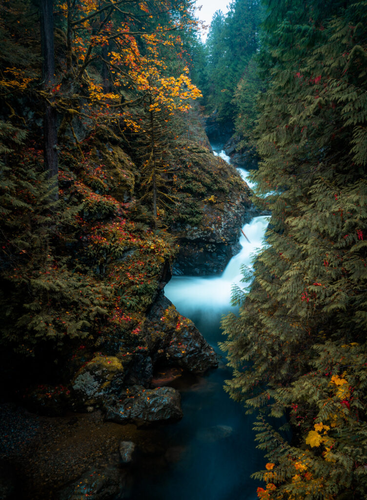 Twin Falls on a rainy autumn day