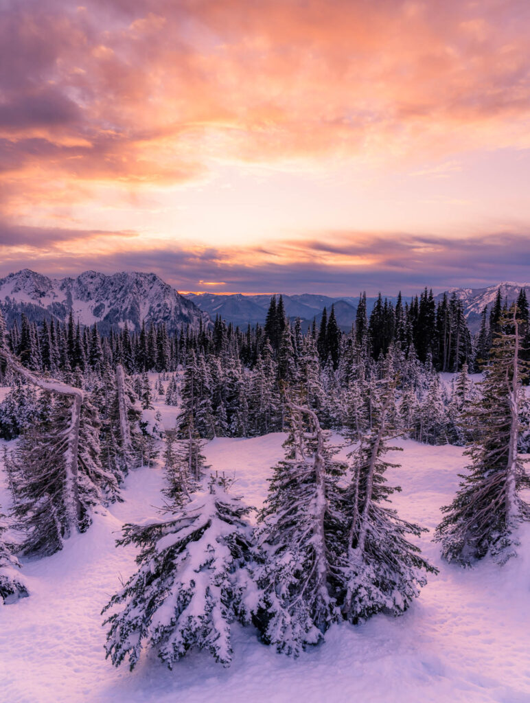 Sunset at Mount Rainier in the Winter, Paradise