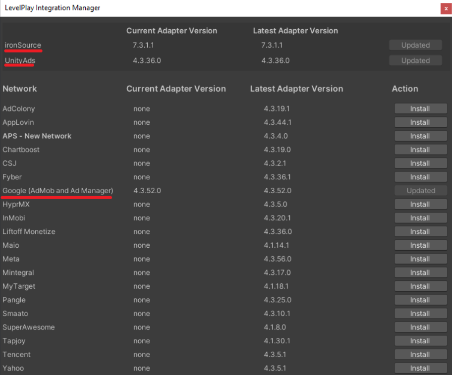 ironsource integration manager unity plugin