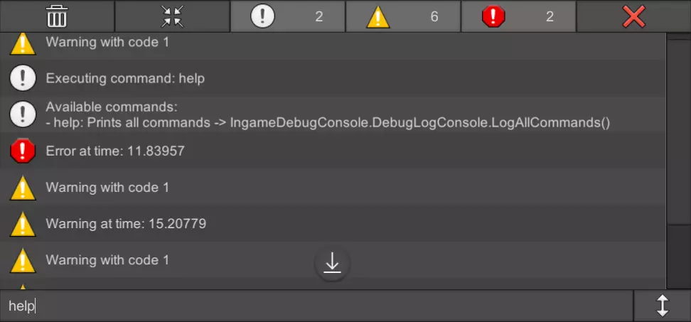 unity in game debug console